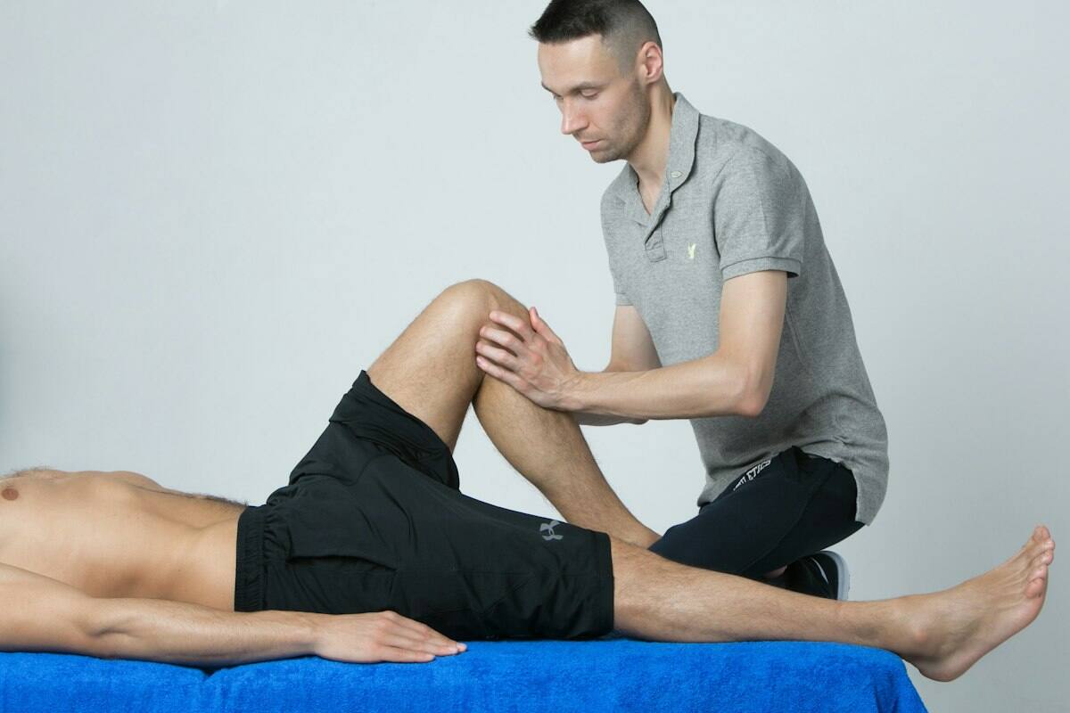 Injured knee in rehabilitation after an accident